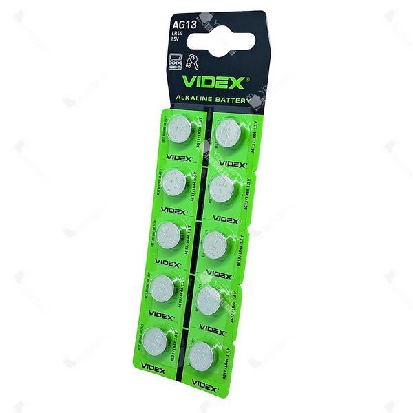 Батарея AG13 Alkaline VIDEX (357, SR44W, SR44W, LR44, LR44, A76, GP 76A). 1 батарейка (📌 00670s |1029 Б2П27) фото