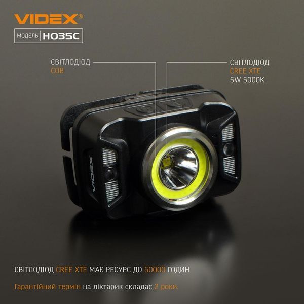 Налобный светодиодный фонарик VIDEX VLF-H035C 410Lm 5000K (📌 02241s |) фото
