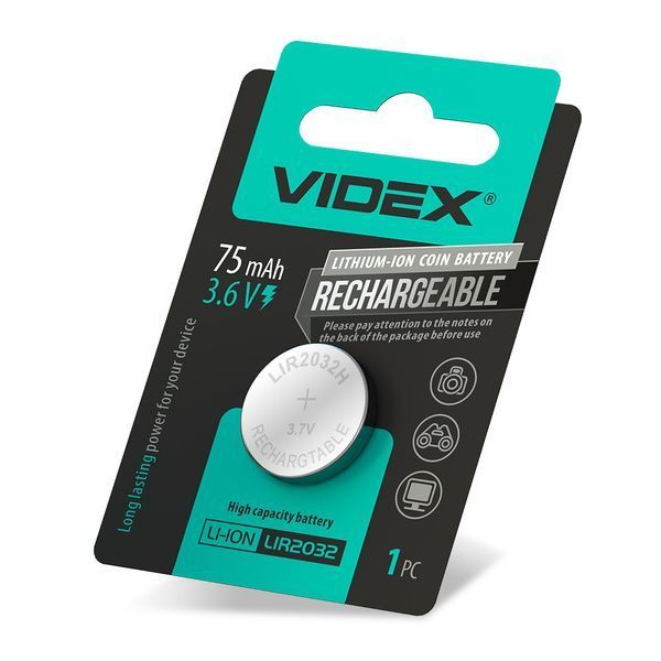 Аккумулятор литиевый Videx LIR2032 1шт BLISTER CARD (📌 4820246483186) фото