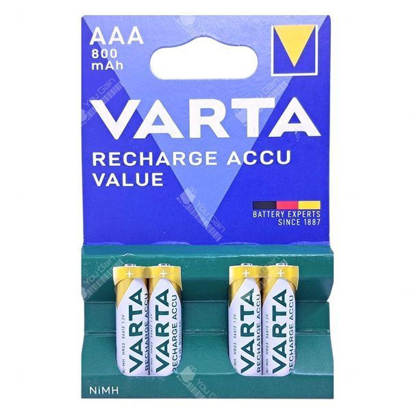 Акумулятори VARTA Rechargable ACCU NiMH AAA (HR03) 800 мАг (пакування 4 штуки)