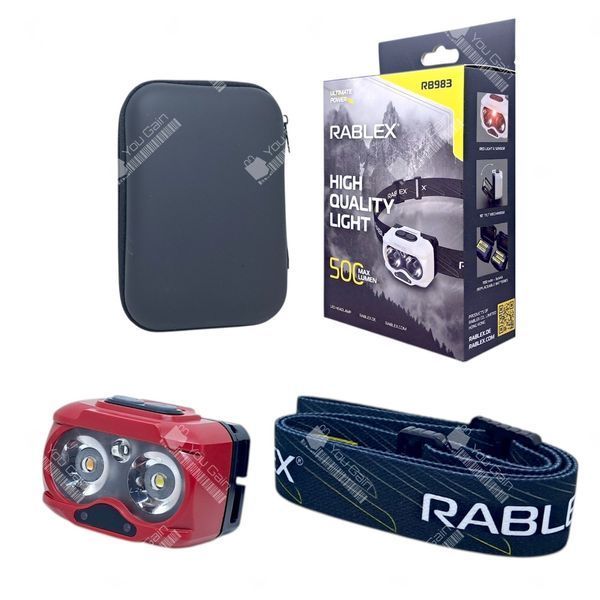 Налобный фонарь RABLEX RB983 500Lm 3000K+6000К 2 XPG LED + RED, датчик движения, Li-Pol 1100mAh или 3хAAA, IP65, 5 режимов (📌 02300s | Б2Я25) фото