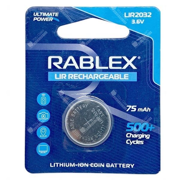 Акумулятор Li‑Ion Rablex LIR2032 (перезаряджувана CR2032) (📌 02132s) фото
