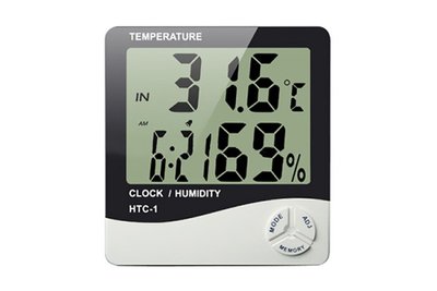 Термометр з гігрометром HTC-1 HQ (годинник, будильник, календар) 0894 H. фото