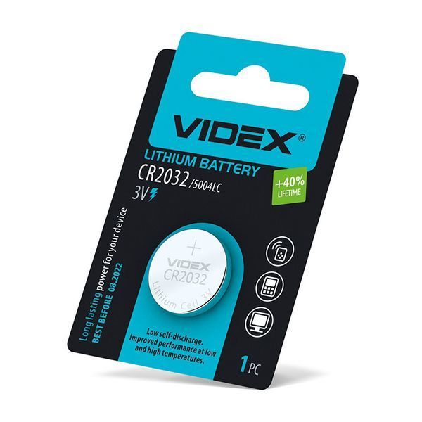 Батарейка літієва Videx CR2032 1шт BLISTER CARD (📌 02127s |Б2Я21 0829) фото
