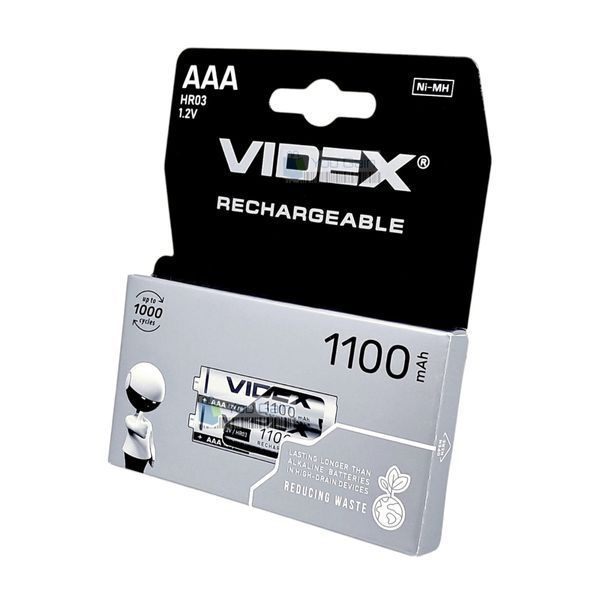 Акумулятор Ni-Mh AAA 1100 мА/год VIDEX (пакування 2 шт)