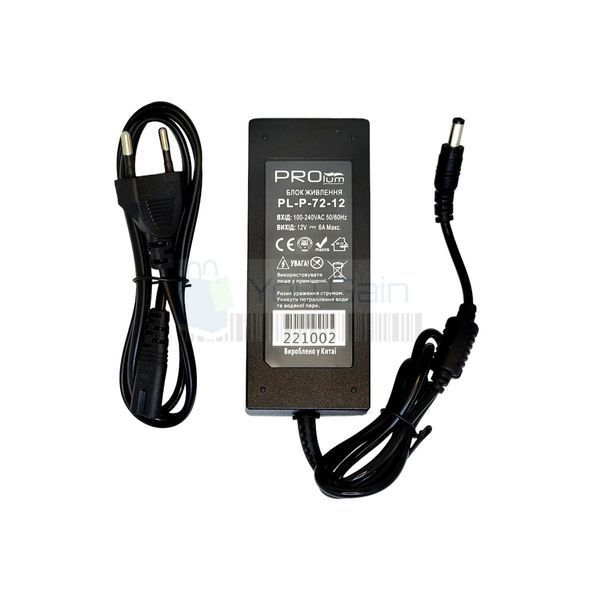 Блок живлення PROLUM&trade; 12V, 72W, 6.0А, Series "P" (📌 01640s |221002 Б2П20) фото