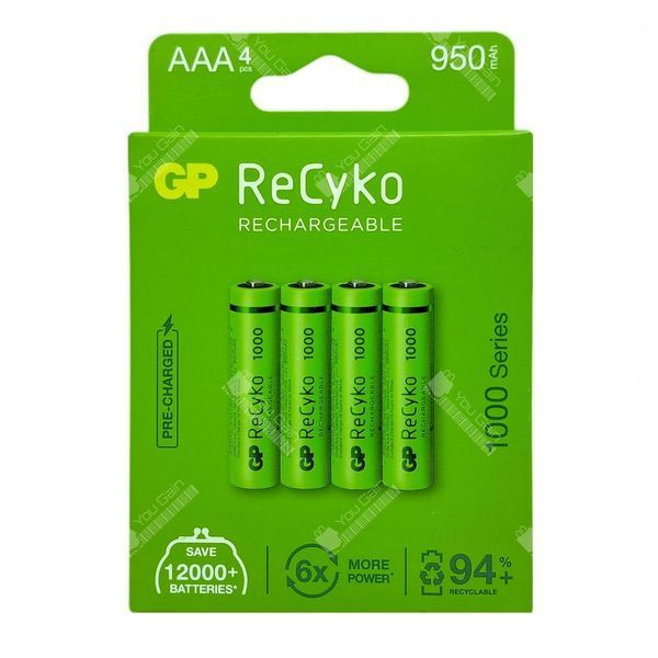 Аккумуляторы GP ReCyko 950 мАч NiMH AAA (HR03) (упаковка 4 штуки)