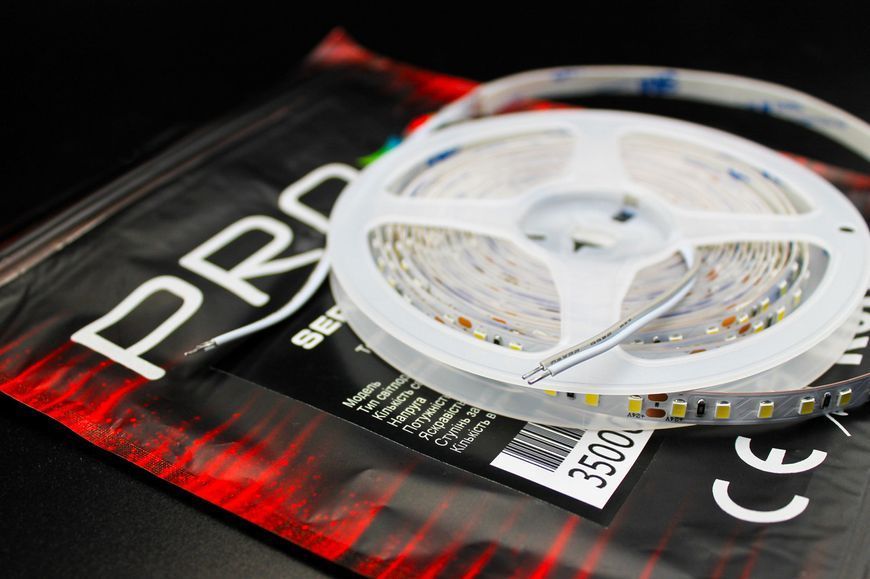 Світлодіодна LED стрічка PROLUM&trade; 24V; 2835\120; IP20; Series "SG", Білий (5500-6000К) (📌 01661s |350001 Б2Я08) фото