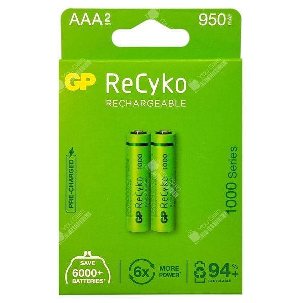 Аккумуляторы GP ReCyko 950 мАч NiMH AAA (HR03) (упаковка 2 штуки)