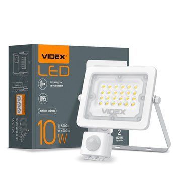 LED прожектор VIDEX F2e 10W 5000K с датчиком движения и освещенности