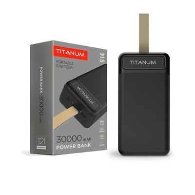 Зовнішній акумулятор TITANUM 914 Black ємкістю 30000 мАг 1510 H C U фото