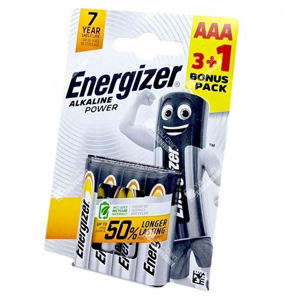 Батарейки Energizer Alkaline Power AAA (LR03) (упаковка 4 штуки) (📌 02237s |) фото
