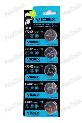 Батарея літієва CR2025 VIDEX (1 батарейка) 0531 H C U |0227 фото