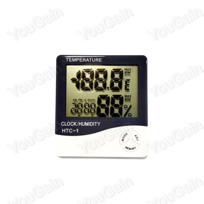 Термометр з гігрометром HTC-1 Lite (годинник, будильник, календар) 1515. фото
