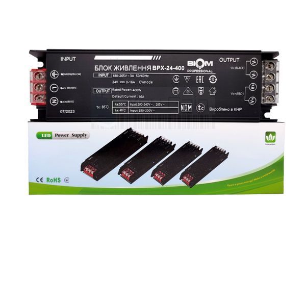 Імпульсний блок живлення BIOM Professional BPX-24-400 24В 400Вт 16.6А (📌 01627s |23395 Б2Я04) фото