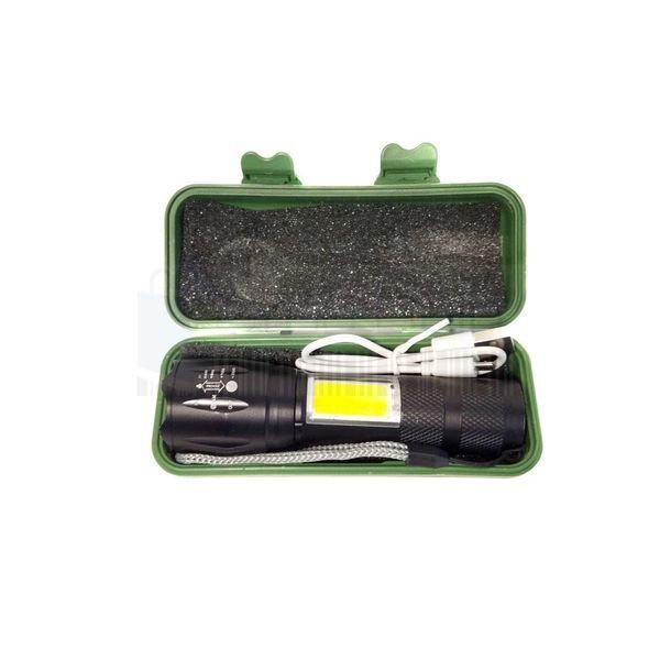 Фонарь тактический Bailong BL-1831-T6+COB, ЗУ micro USB, встроенный аккумулятор, zoom, ремешок, кейс (📌 01478s |Б1Я44) фото