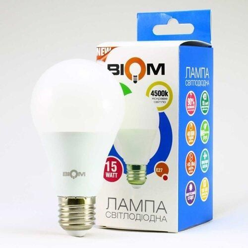 Свiтлодiодна лампа Biom BT-516 A65 15W E27 4500К матова