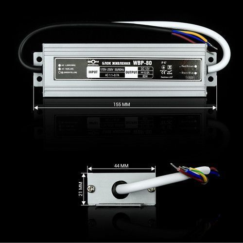 Импульсный блок питания BIOM Professional DC12 80W WBP-80-12 6,6А герметичный (📌 00-00019664-BIOM[2612]) фото