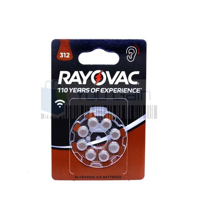 Батарейка для слухових апаратів Z312 (PR41) Rayovac (упак.8 шт) 1578 H C |0227 фото
