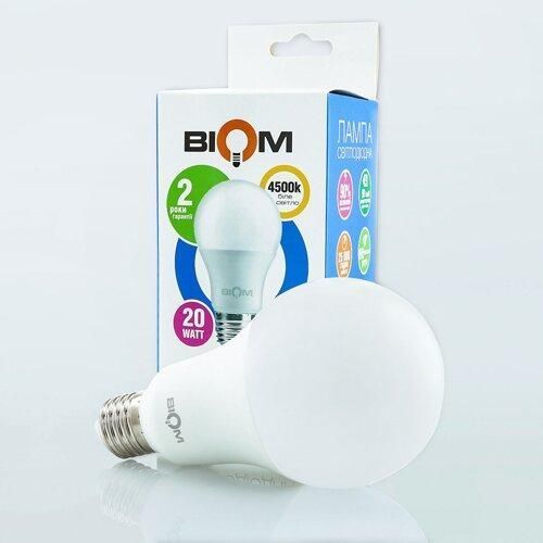 Світлодіодна лампа Biom BT-520 A80 20W E27 4500К матова