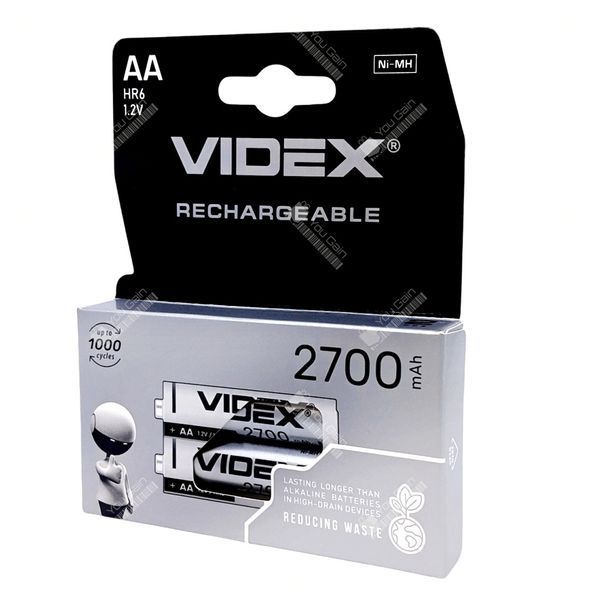 Акумулятор Ni-Mh AA 2700 мА/год VIDEX (пакування 2 шт)