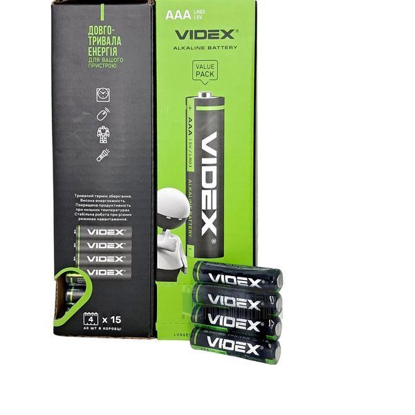 Батарейка VIDEX Alkaline LR03 AAA. 1 шт (📌 01316s | 1029 Б2Я80) фото