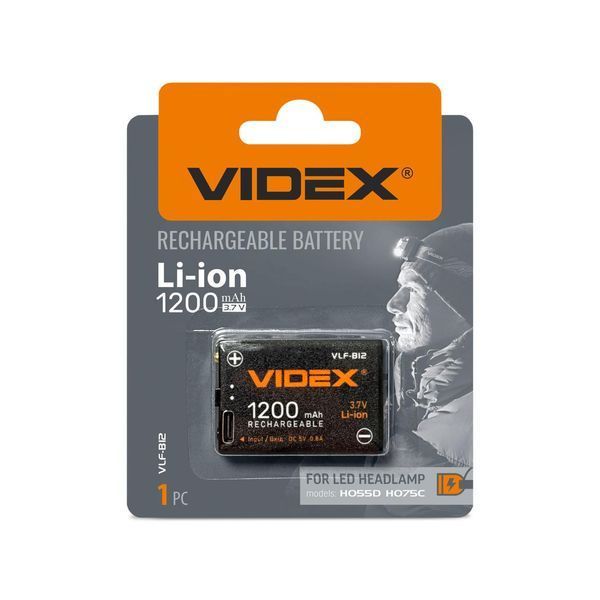 Аккумулятор Videx Li-ion VLF-B12 (защита, зарядка через Type-C) 1200mAh 1шт BLISTER (📌 02142 | Б2Я79) фото